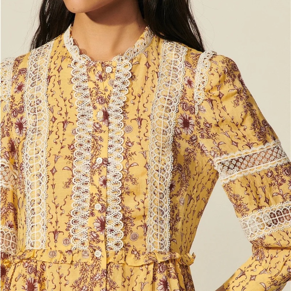 Sandro floral maxi dress with lace trim - Picture 7 of 12